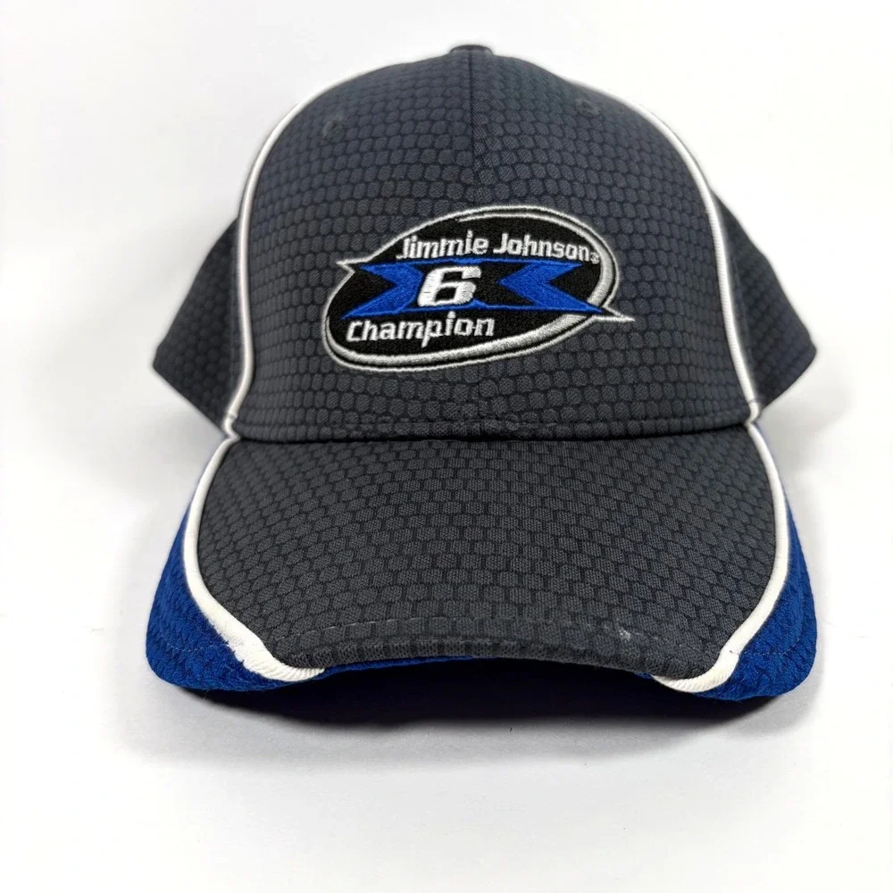 Jimmie Johnson 6-Time Champion NASCAR Hat Gray Blue L/XL New Era 39THIRTY